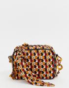 Prettylittlething Cross Body Bag With Tortoishell Chain Strap In Geo Print - Brown