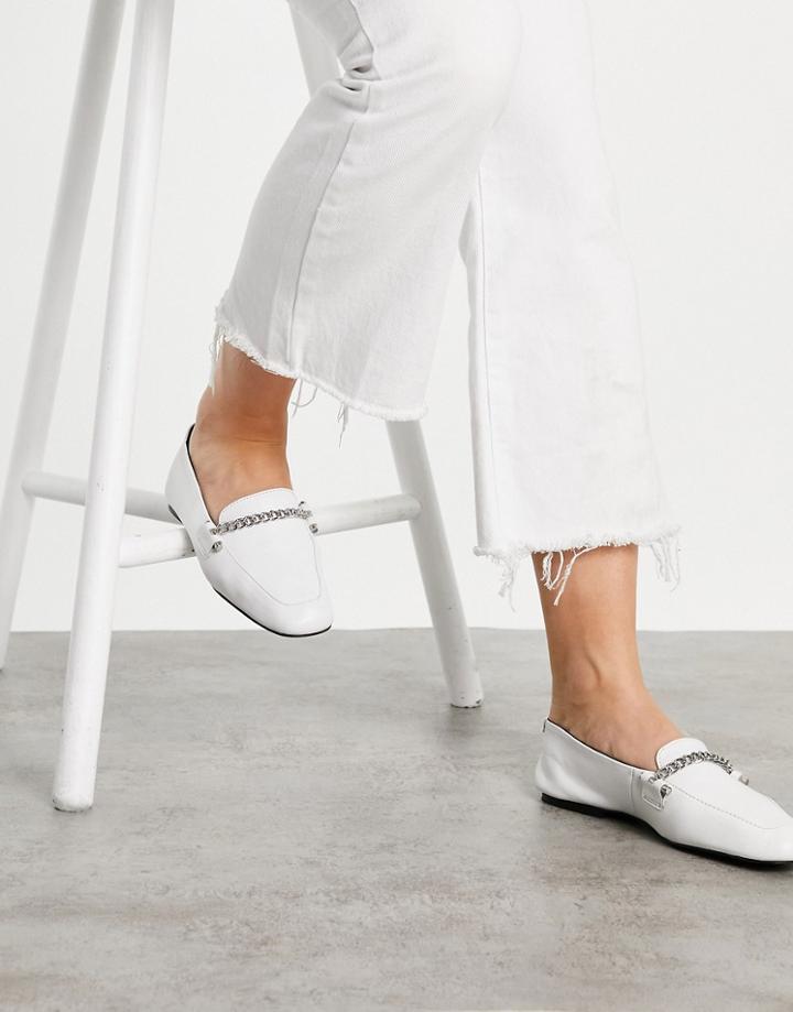 Asos Design Minute Leather Loafers In White