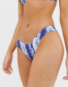 Luxe Palm Mix And Match Tie Dye Cheeky Cut Bikini Bottoms-blue