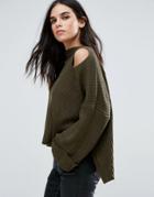 Love & Other Things Batwing Cold Sweater - Green