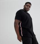 Asos Plus Relaxed Longline T-shirt With Curved Hem And Taping In Towelling In Black - Black