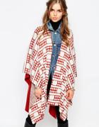 First & I Knitted Cape Jacket - Rosewood