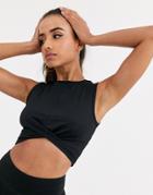 Asos 4505 Knot Front Cropped Tank Top