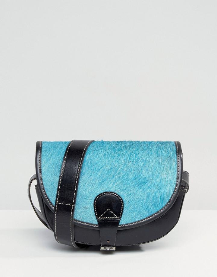 Park Lane Leather Cross Body Saddle Bag - Black