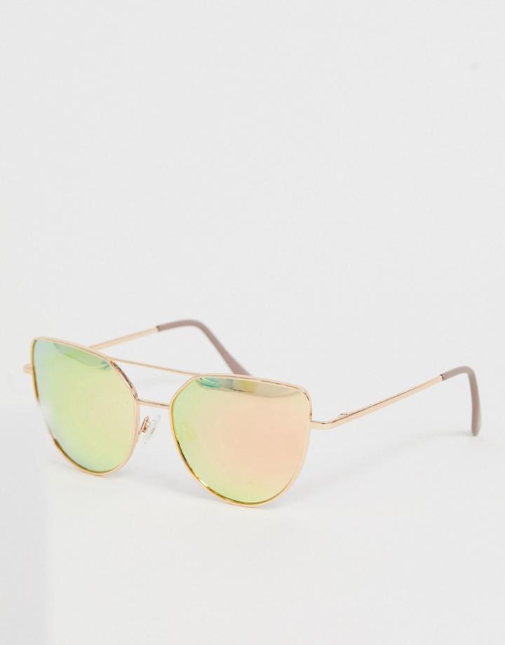 Skinnydip Mia Rose Gold Aviator Sunglasses-multi