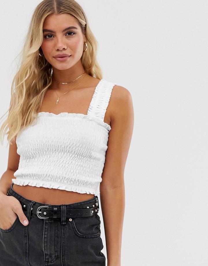 Miss Selfridge Shirred Cami Top In White - White