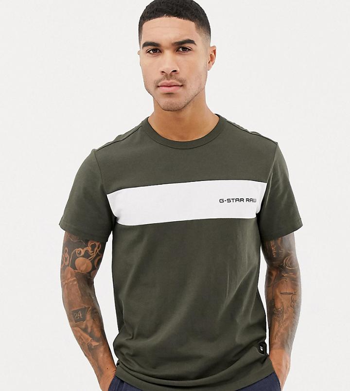 G-star Rodis Stripe Panel T-shirt In Khaki - Green