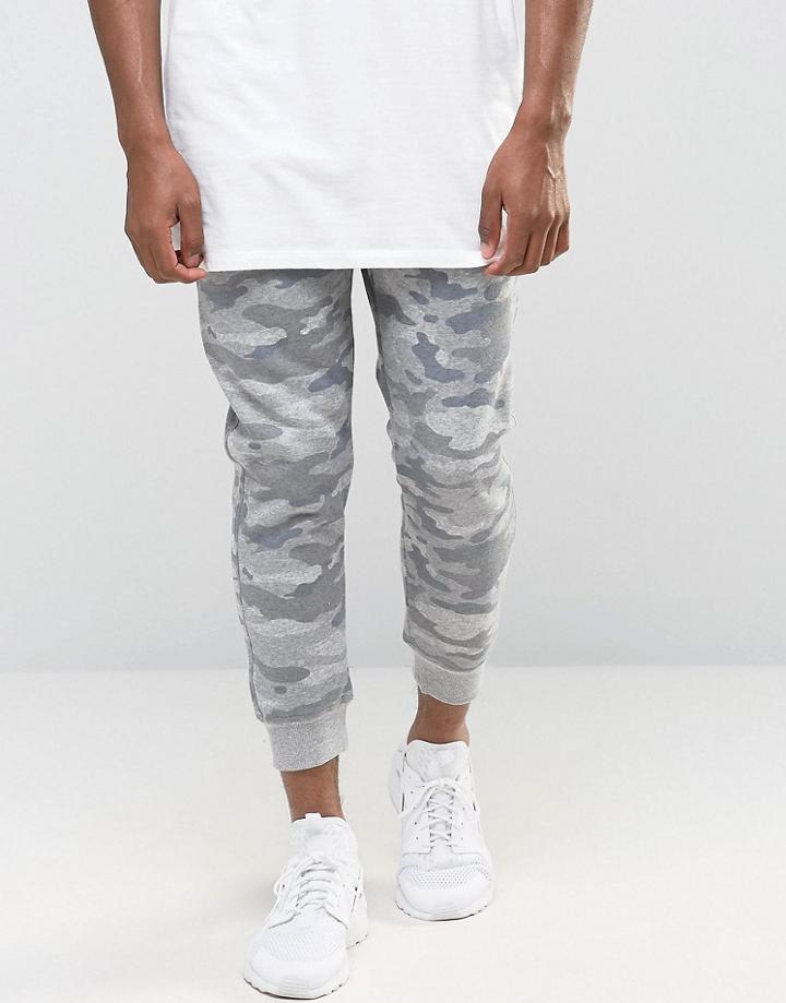 Pull & Bear Skinny Fit Camo Joggers In Gray - Gray