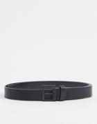 Asos Design Smart Faux Leather Skinny Belt With Matte Black Buckle In Black