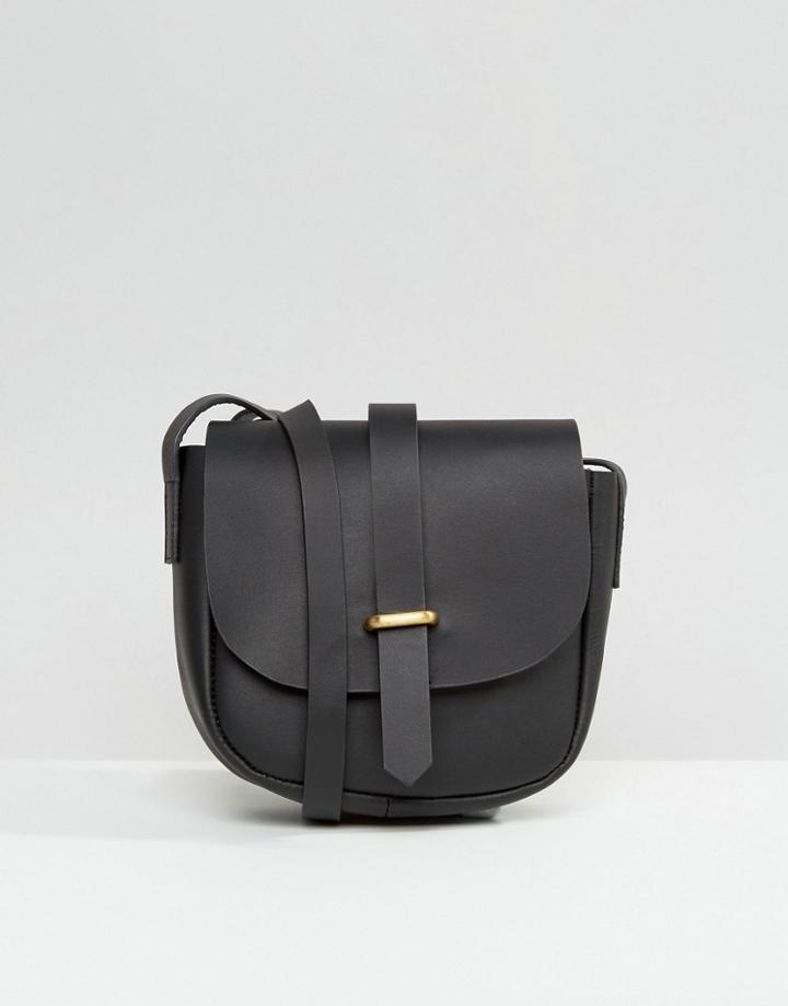 Asos Clean Leather Saddle Bag - Black