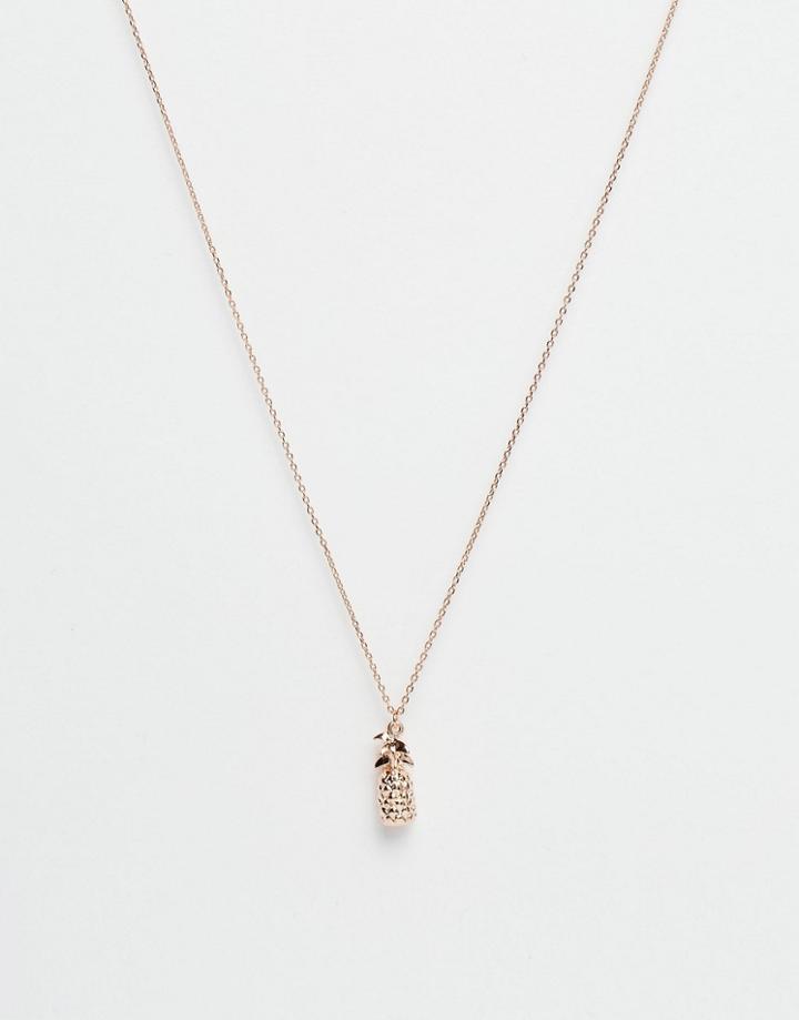 Orelia Rose Gold Pineapple Ditsy Necklace - Rose Gold