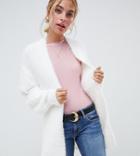 Asos Design Petite Cardigan In Fluffy Rib - Cream