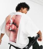 Collusion Oversized T-shirt With Print In Ecru Pique-white