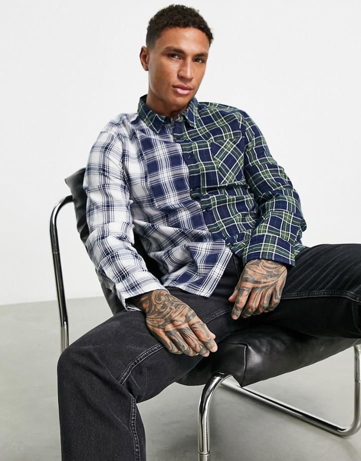 Night Addict Femi Spliced Check Oversized Shirt-orange