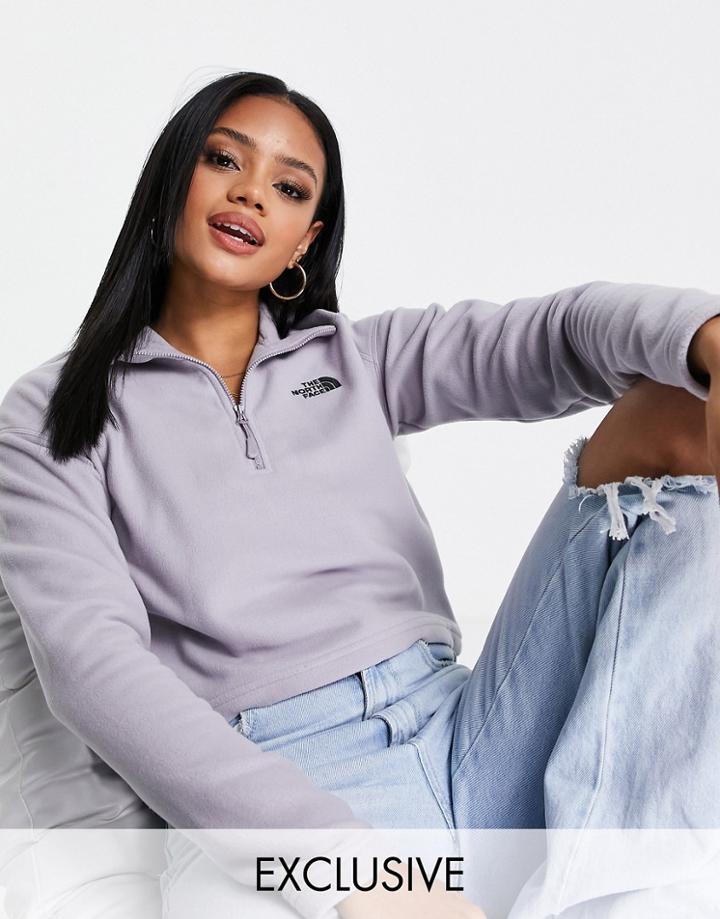 The North Face 100 Glacier 1/4 Zip Cropped Fleece In Gray Tie Dye Exclusive At Asos