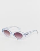Quay Australia See Me Now Slim Cat Eye Sunglasses In Blue Tinted Frame-multi