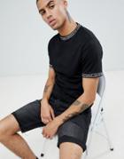 D-struct Slogan Ribbed Ringer Single Jersey T-shirt - Black