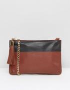 Urbancode Leather Clutch Bag With Optional Cross Body Strap - Brown