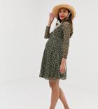 New Look Maternity Ditsy Skater Dress In Black Floral