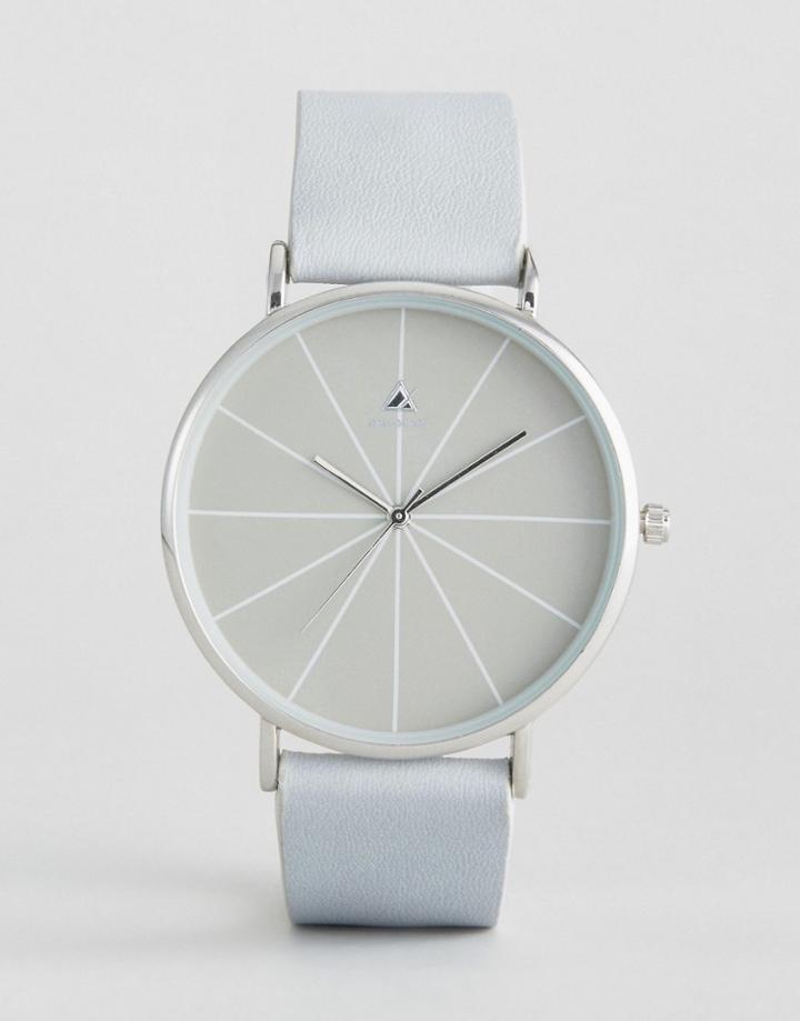Asos Watch With Line Detail In Light Blue - Blue