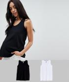 Asos Design Maternity Longline Fitted Tank 2 Pack Save-multi