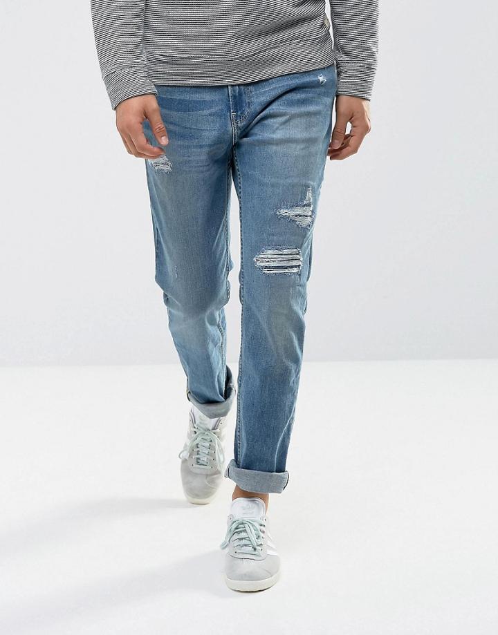 Hollister Jeans Skinny Fit Repair Mid Wash - Blue