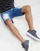 Armani Exchange Distressed Denim Shorts In Blue - Blue