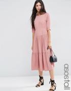 Asos Tall Pleat Front Smock City Maxi Dress - Pink