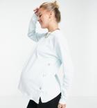 Asos Design Maternity Nursing Snaps Side Sweatshirt In Light Blue-blues