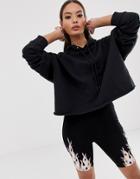Asos Design Cropped Boxy Hoodie In Black - Black