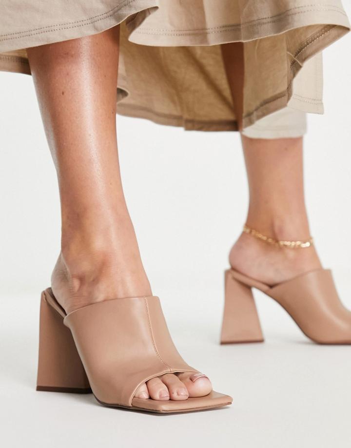 Asos Design Nyla Heeled Mules In Beige-neutral