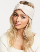 Asos Design Rib Headband In Recycled Polyester In Beige - Beige
