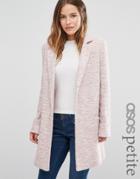 Asos Petite Textured Coat In Relaxed Fit - Pink