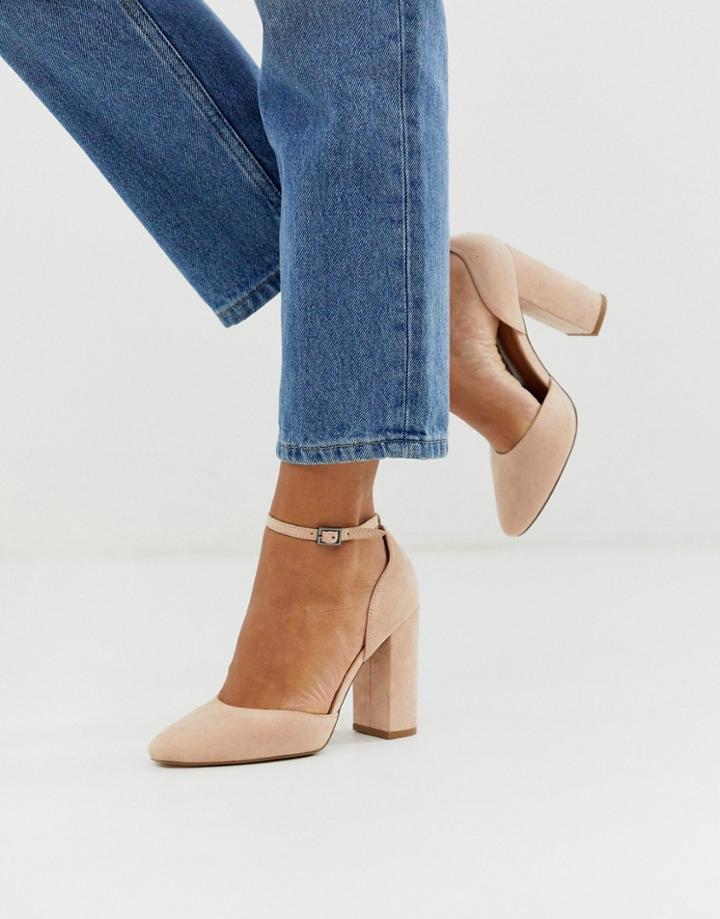 Asos Design Pleasant High Block Heels In Taupe-beige