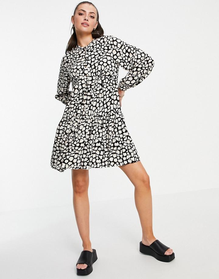 Whistles Giraffe Print Trapeze Dress In Black