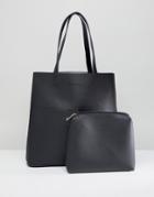 Claudia Canova Unlined Two Pocket Tote Bag - Black