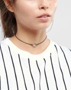 Asos Fine Cord Open Shape Choker Necklace - Silver