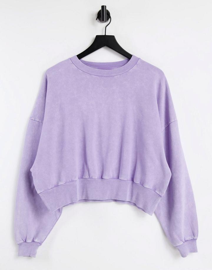 Asos Design Oversized Sweatshirt In Washed Heather-blues