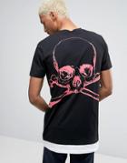 Asos Longline T-shirt With Skull And Bones Back Print And Hem Extender