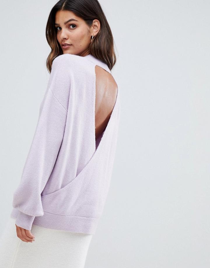 Micha Lounge Relaxed Sweater With Open Back - Purple