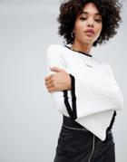 Missguided Contrast Edge Flared Sleeve Jumper - White