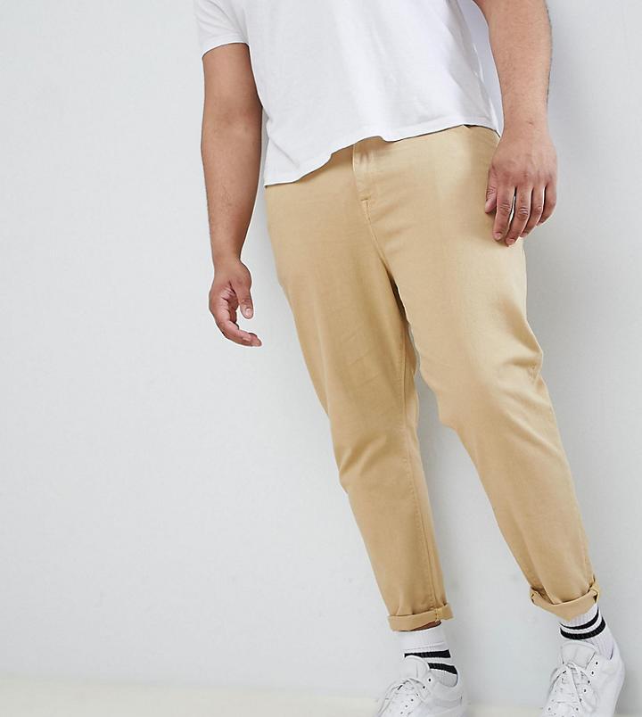 Asos Design Plus Tapered Jeans In Stone - Stone