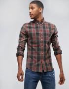 Asos Skinny Plaid Check Shirt - Black