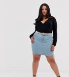 Liquor N Poker Plus Denim Skirt With Rhinestone Belt-blue