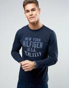 Tommy Hilfiger Wyatt Long Sleeve Top Paisley Logo - Navy