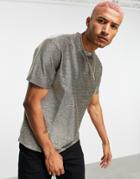 Asos Design Oversized T-shirt In Gold Texture Fabric