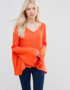 Vila V-neck Sweater - Orange