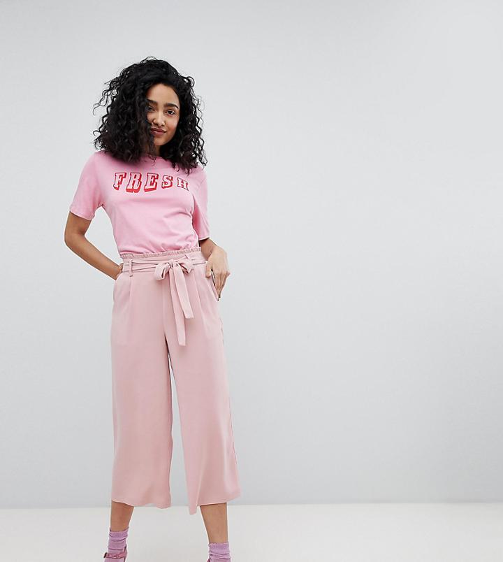 New Look Crop Culottes-pink