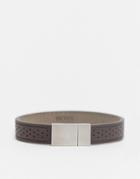 Hugo Boss Brown Leather Bracelet With Silver Clasp