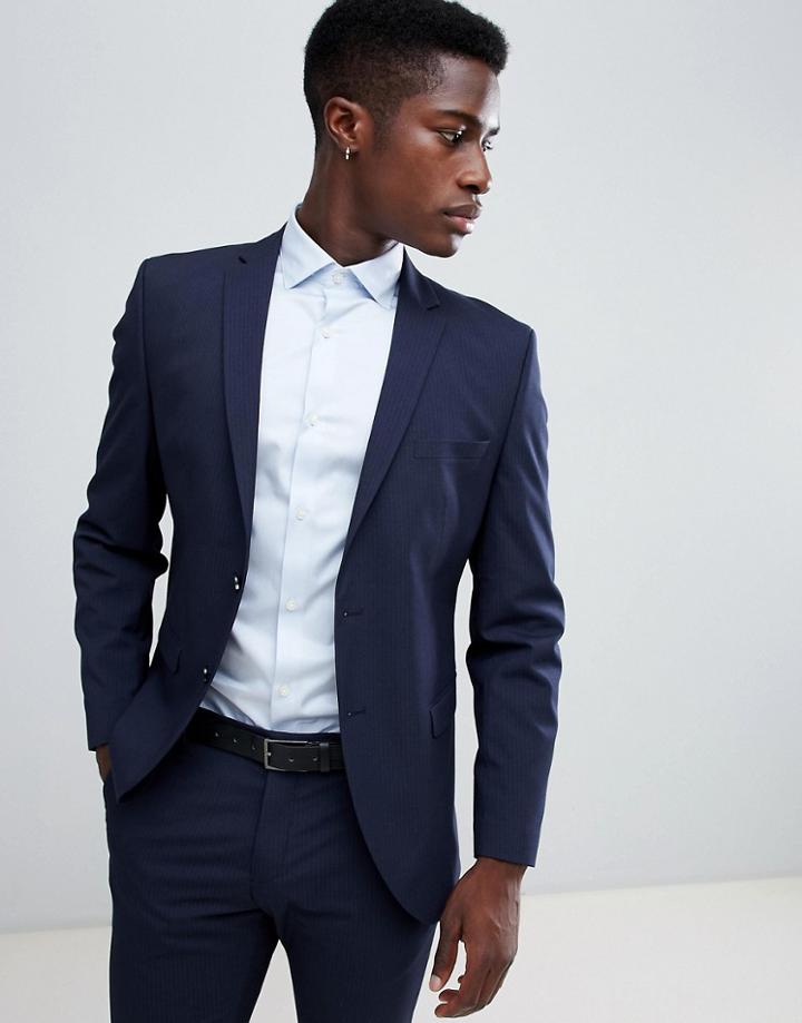 Selected Homme Slim Fit Suit Jacket In Navy Pinstripe